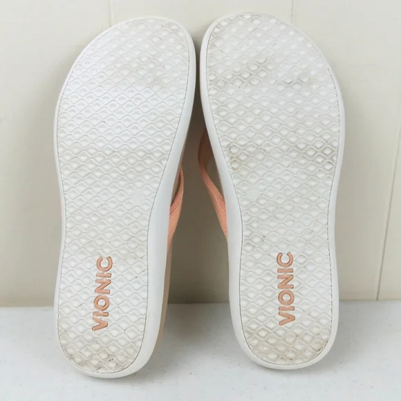 Vionic Tide 2.0 Post Sandals Women Size 11 Slip On Coral Leather Support Slide - Picture 7 of 8